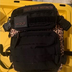 Wolf Black and Brown Leopard Print Women's Backpack 9L